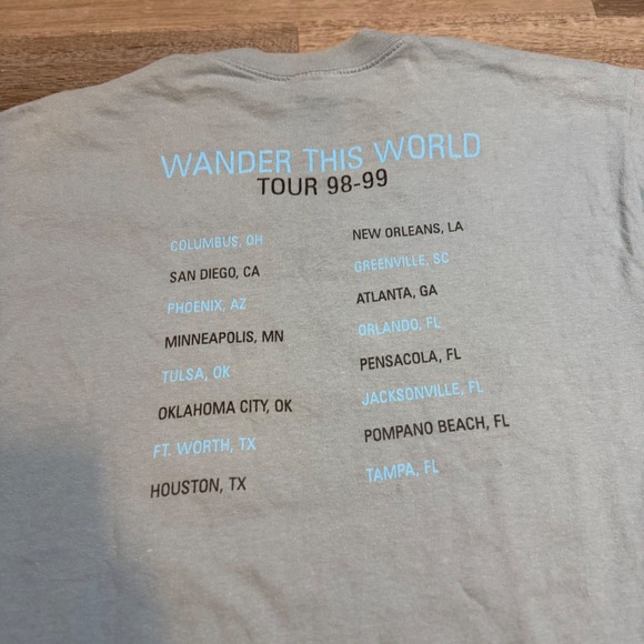 Vintage Jonny Lang Wander This World Tour 98-99 T-Shirt Mens Large Hanes Beefy-T - Picture 5 of 6